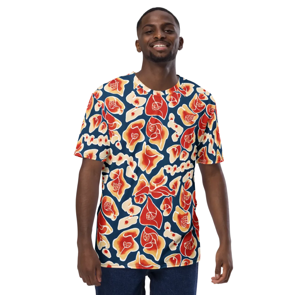Navy Bloom on Men's Crew Neck T-Shirt — Front