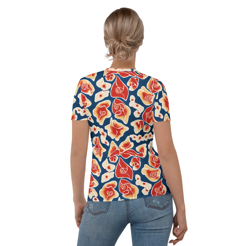 Navy Bloom on Women's Crew Neck T-Shirt — Back