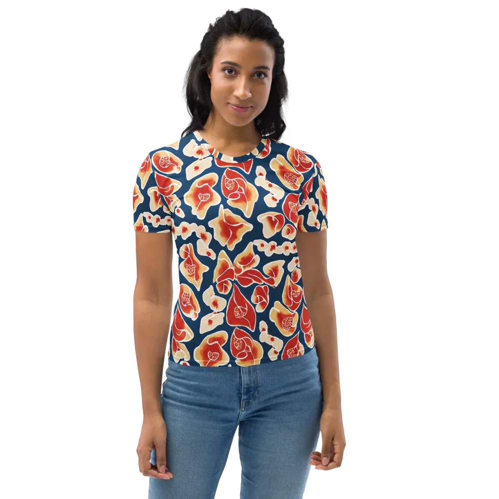 Navy Bloom on Women's Crew Neck T-Shirt — Front