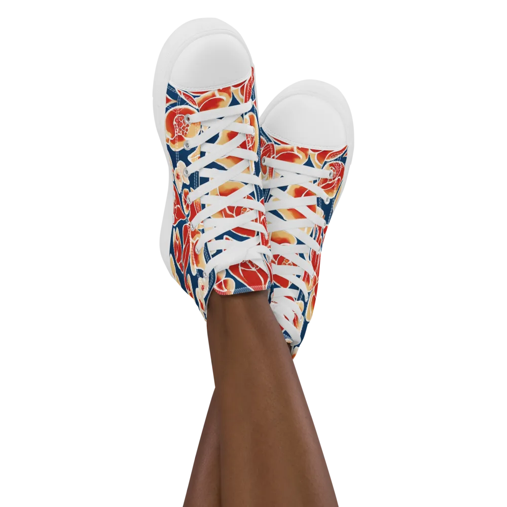 Navy Bloom on Women's High Top Canvas Shoes — Front