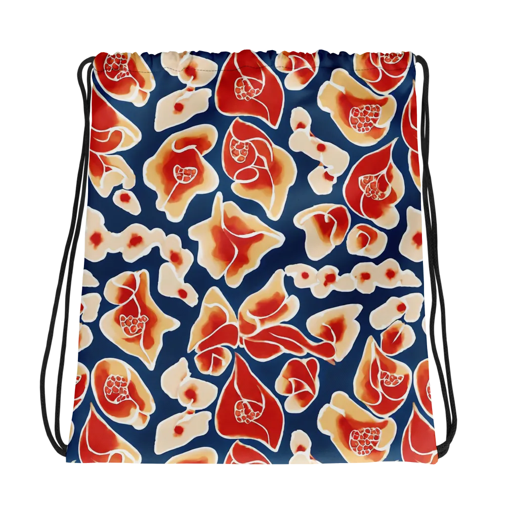 Navy Bloom on Drawstring Bag — Photo