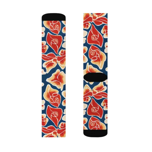 Navy Bloom on a Socks