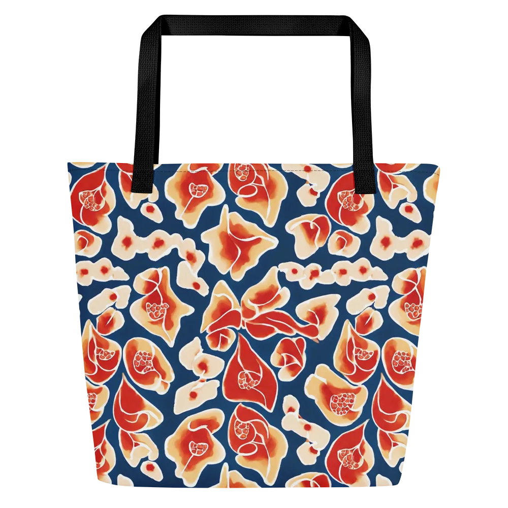 Navy Bloom on Large Tote Bag W/ Pocket — Front
