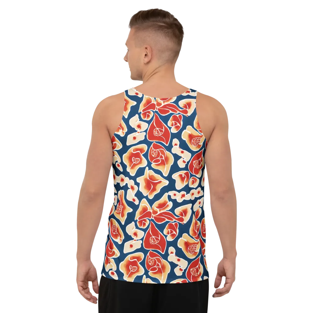 Navy Bloom on Men's Tank Top — Back
