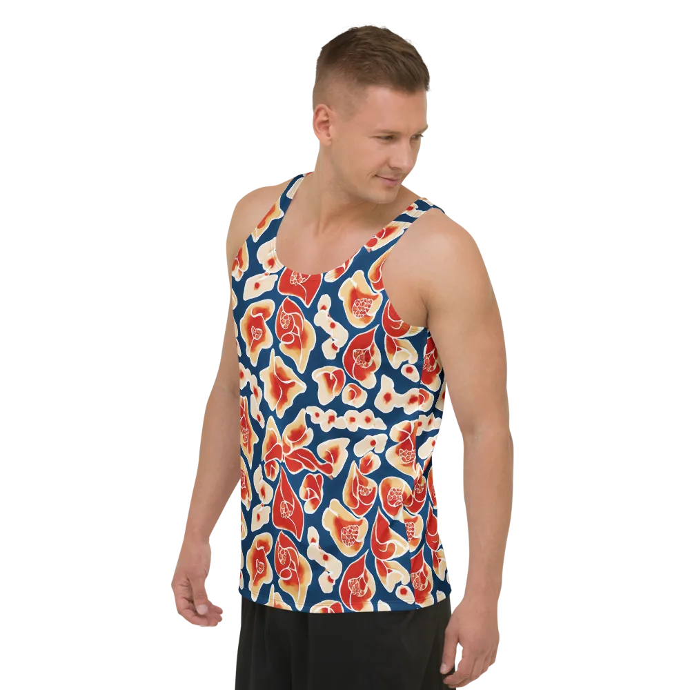 Navy Bloom on Men's Tank Top — Left Front