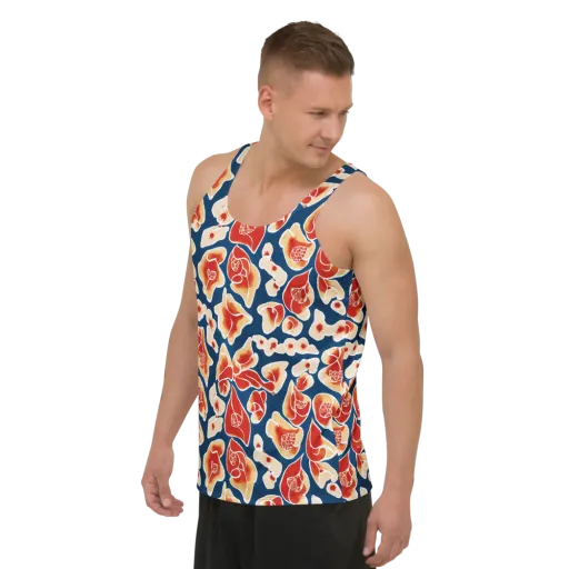 Navy Bloom on a Men's Tank Top