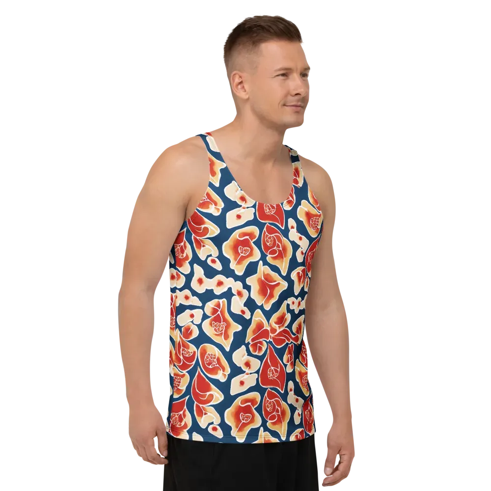 Navy Bloom on Men's Tank Top — Right Front