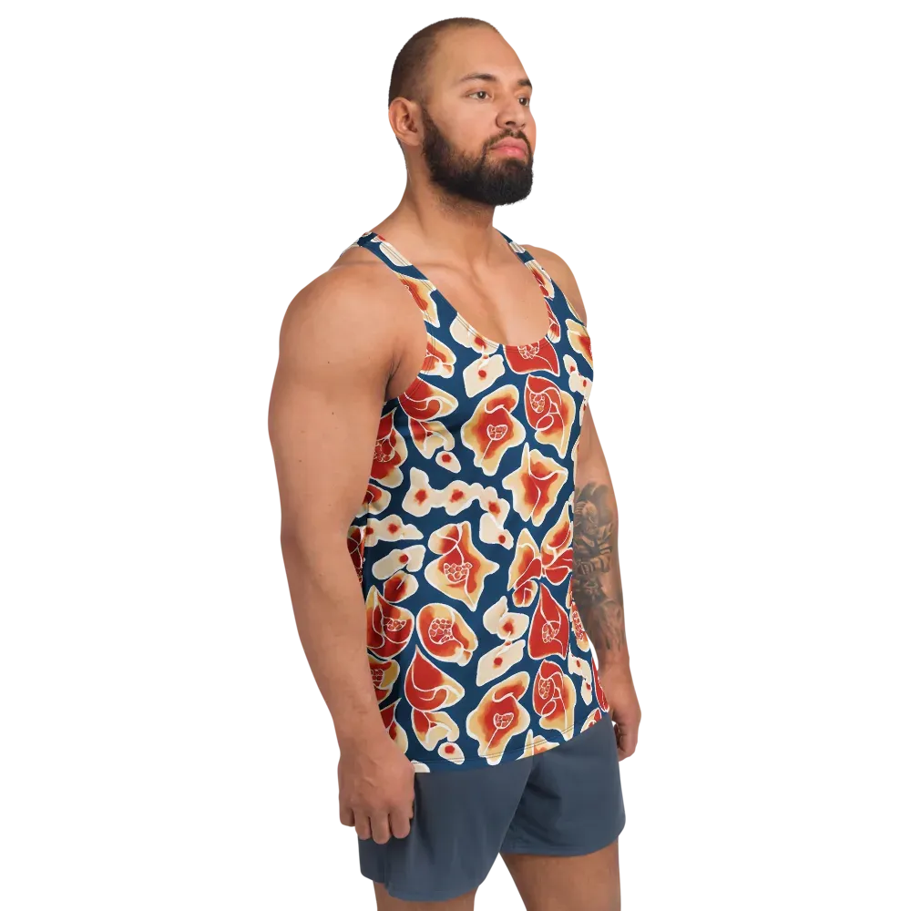 Navy Bloom on Men's Tank Top — Right Front