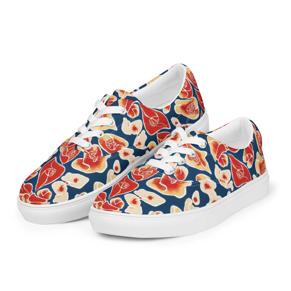 Navy Bloom on Men's Lace-Up Canvas Shoes — Left Front
