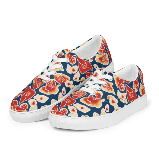 Navy Bloom on a Men's Lace-Up Canvas Shoes