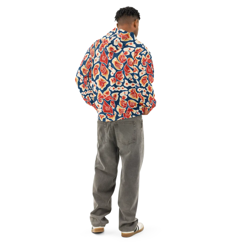 Navy Bloom on Cotton Hoodie — Back