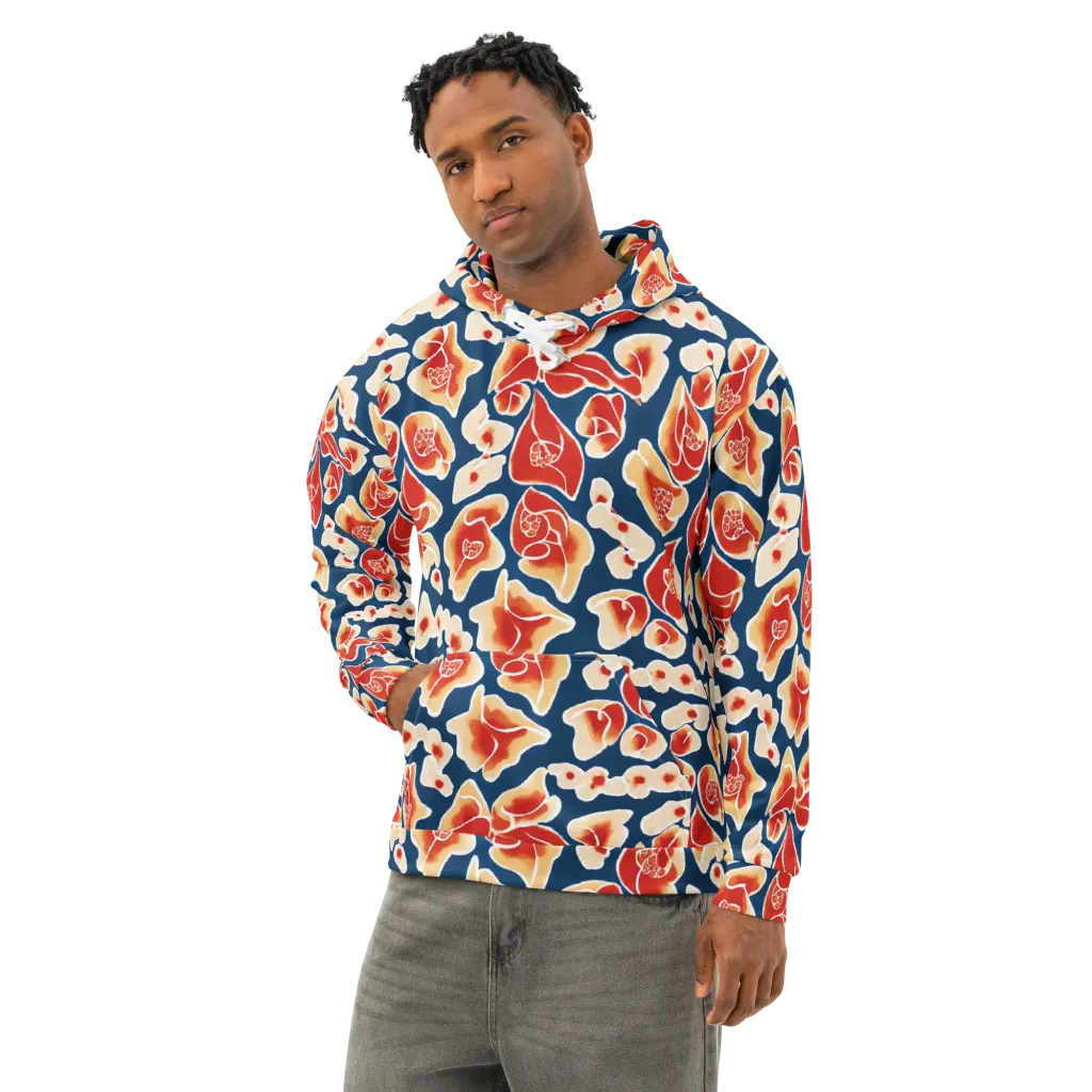 Navy Bloom on Cotton Hoodie — Left Front