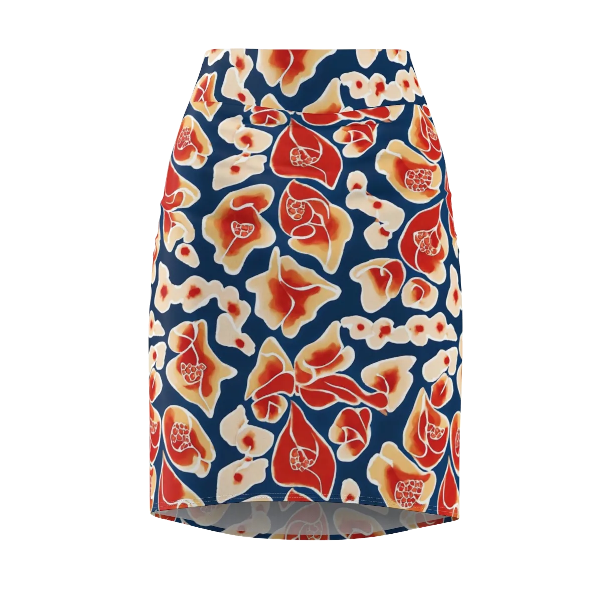 Navy Bloom on Pencil Skirt — Front