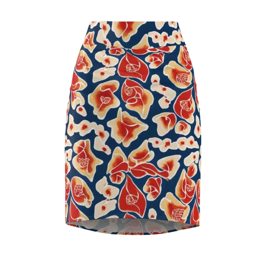 Navy Bloom on a Pencil Skirt