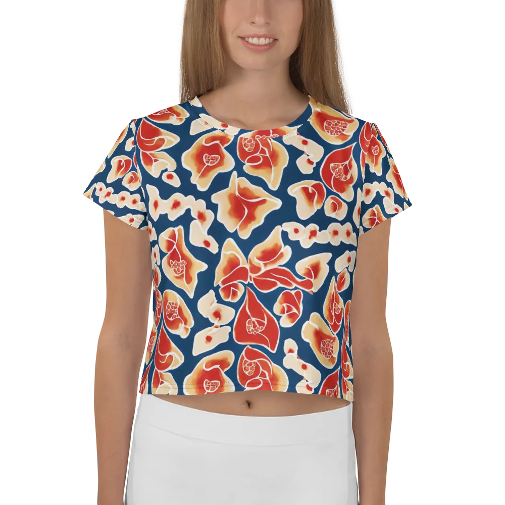 Navy Bloom on Crop Tee — Front