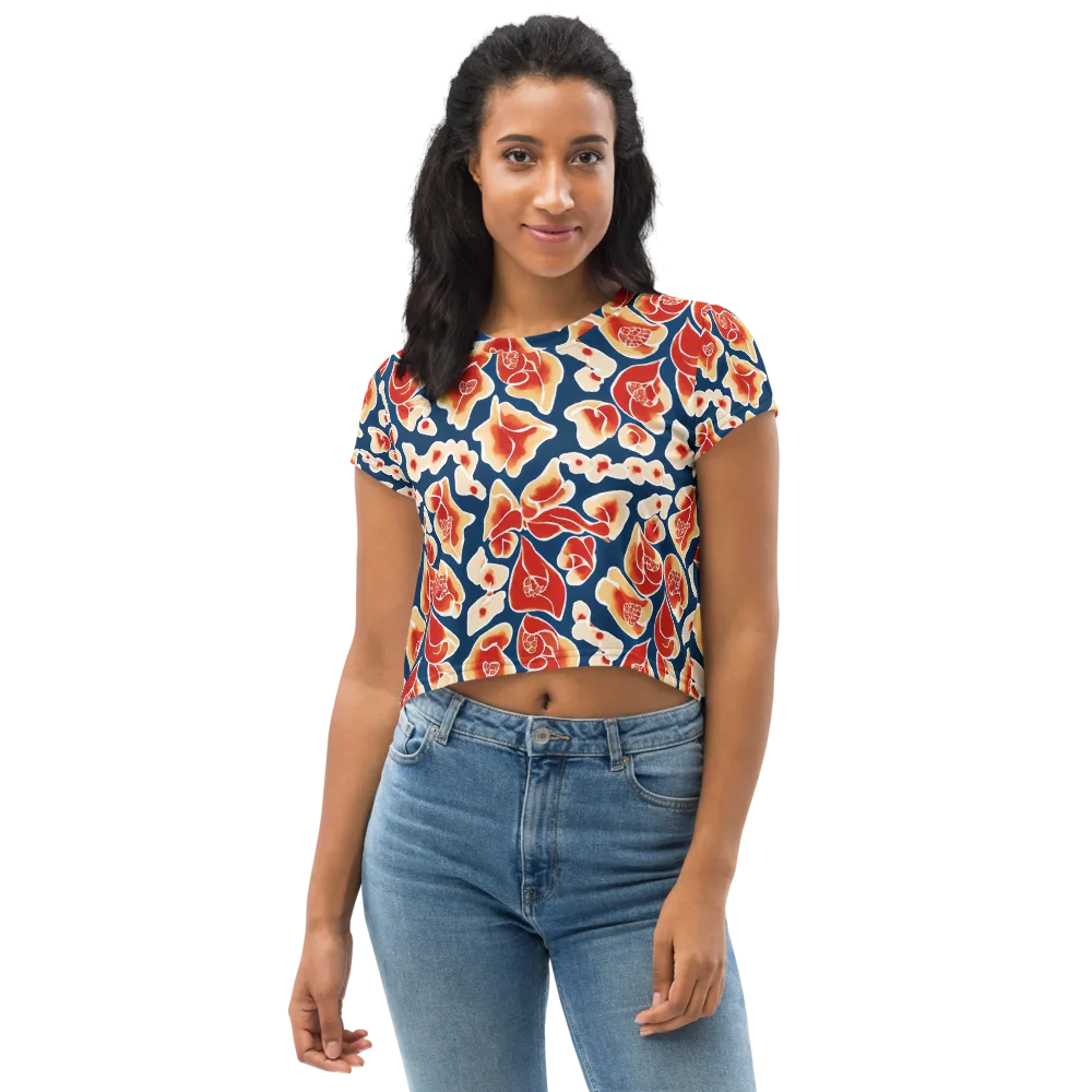 Navy Bloom on Crop Tee — Front