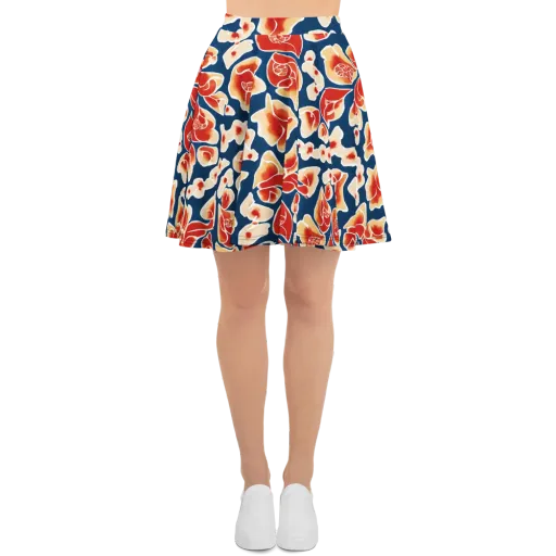Navy Bloom on a Skater Skirt