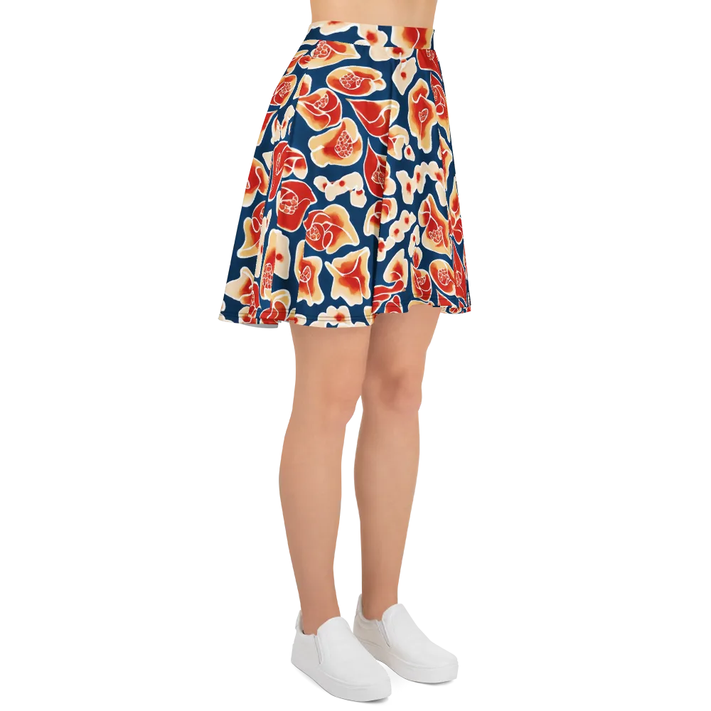 Navy Bloom on Skater Skirt — Right