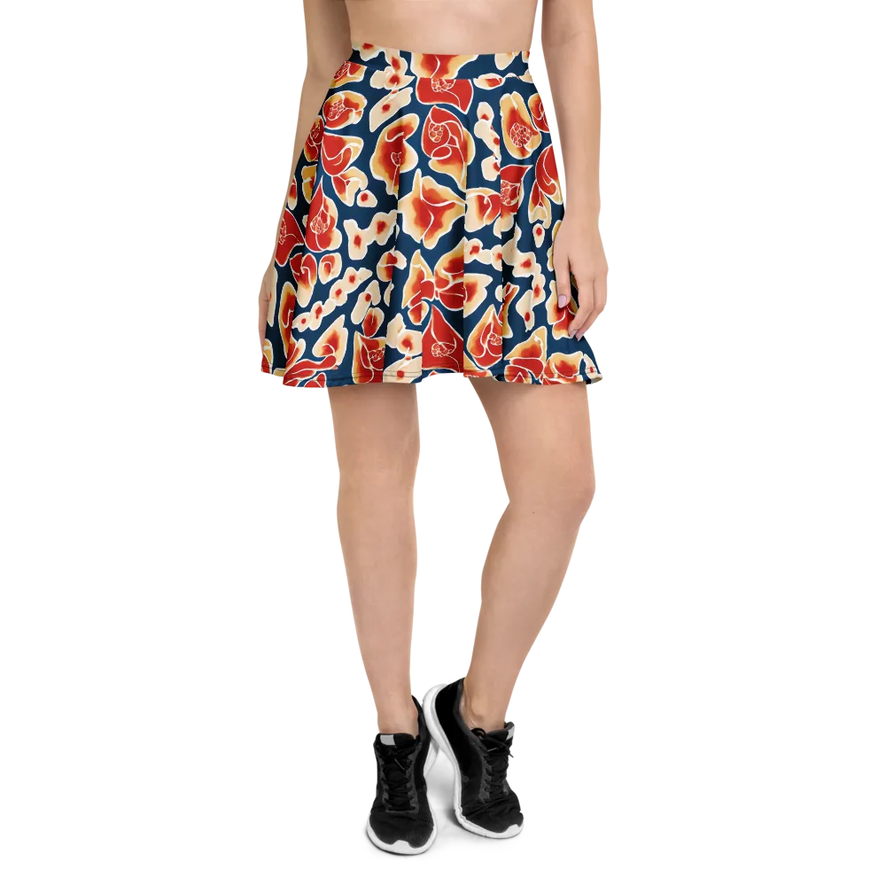 Navy Bloom on Skater Skirt — Front