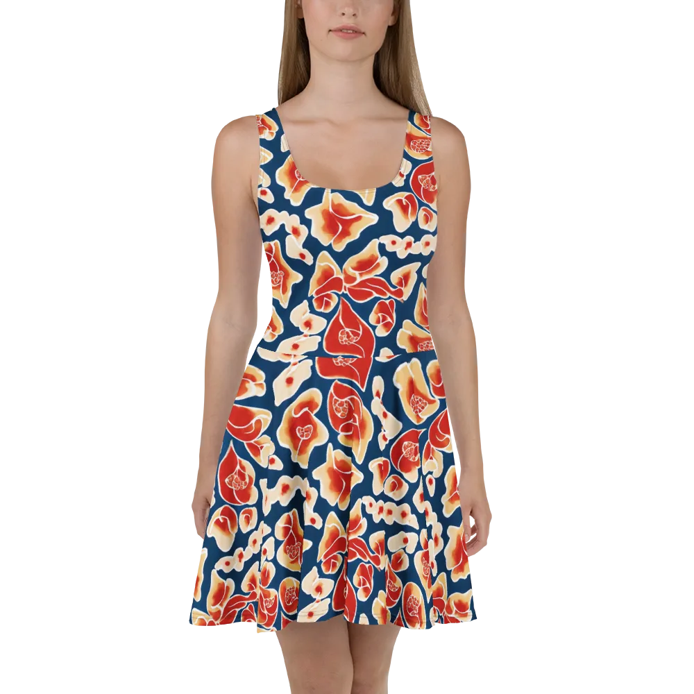 Navy Bloom on Skater Dress — Front