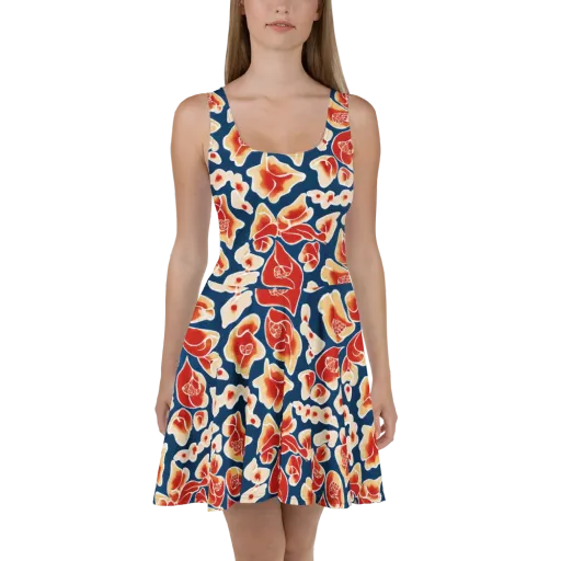 Navy Bloom on a Skater Dress