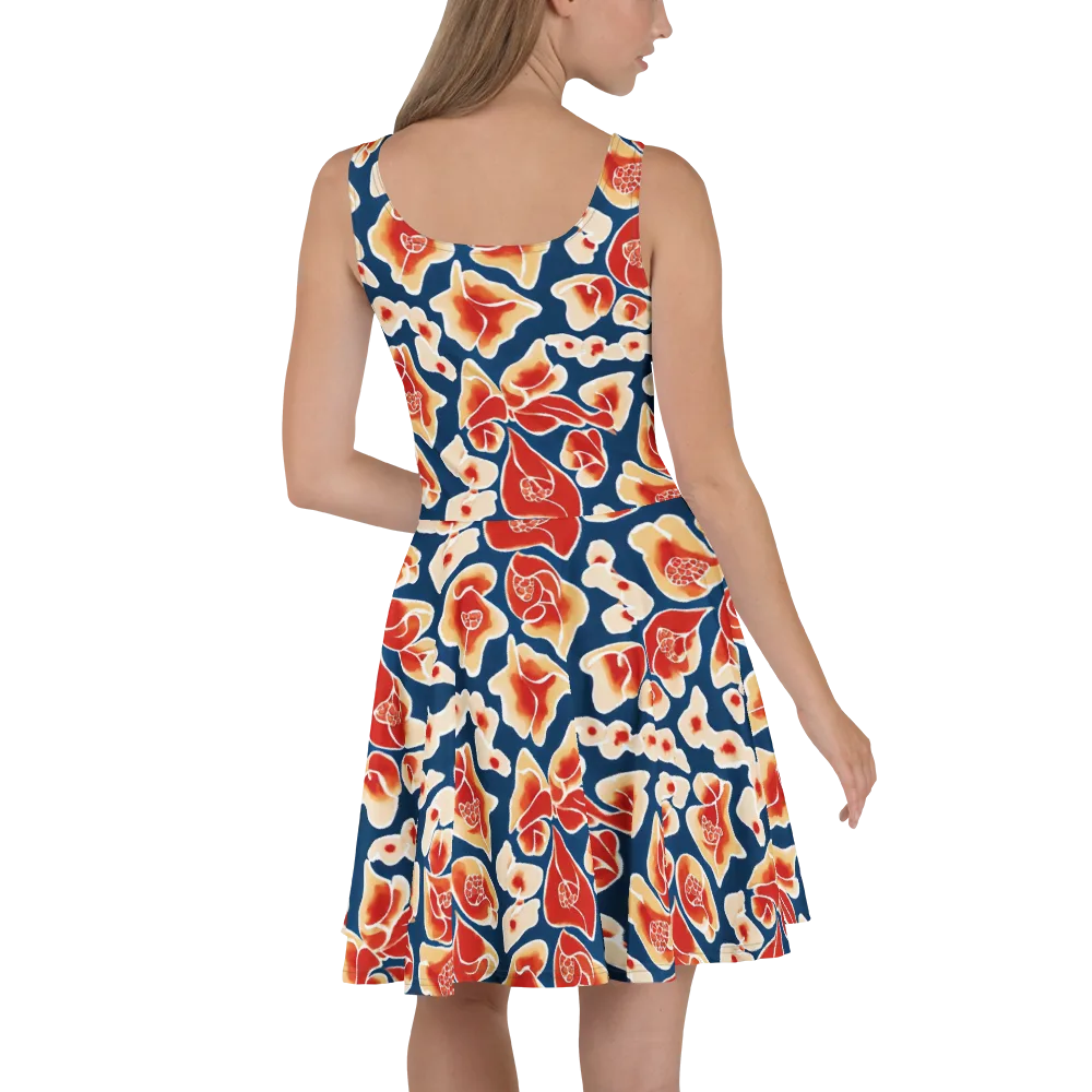 Navy Bloom on Skater Dress — Back