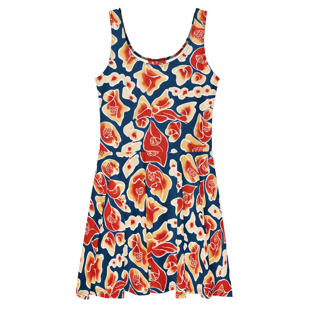 Navy Bloom on Skater Dress — Front