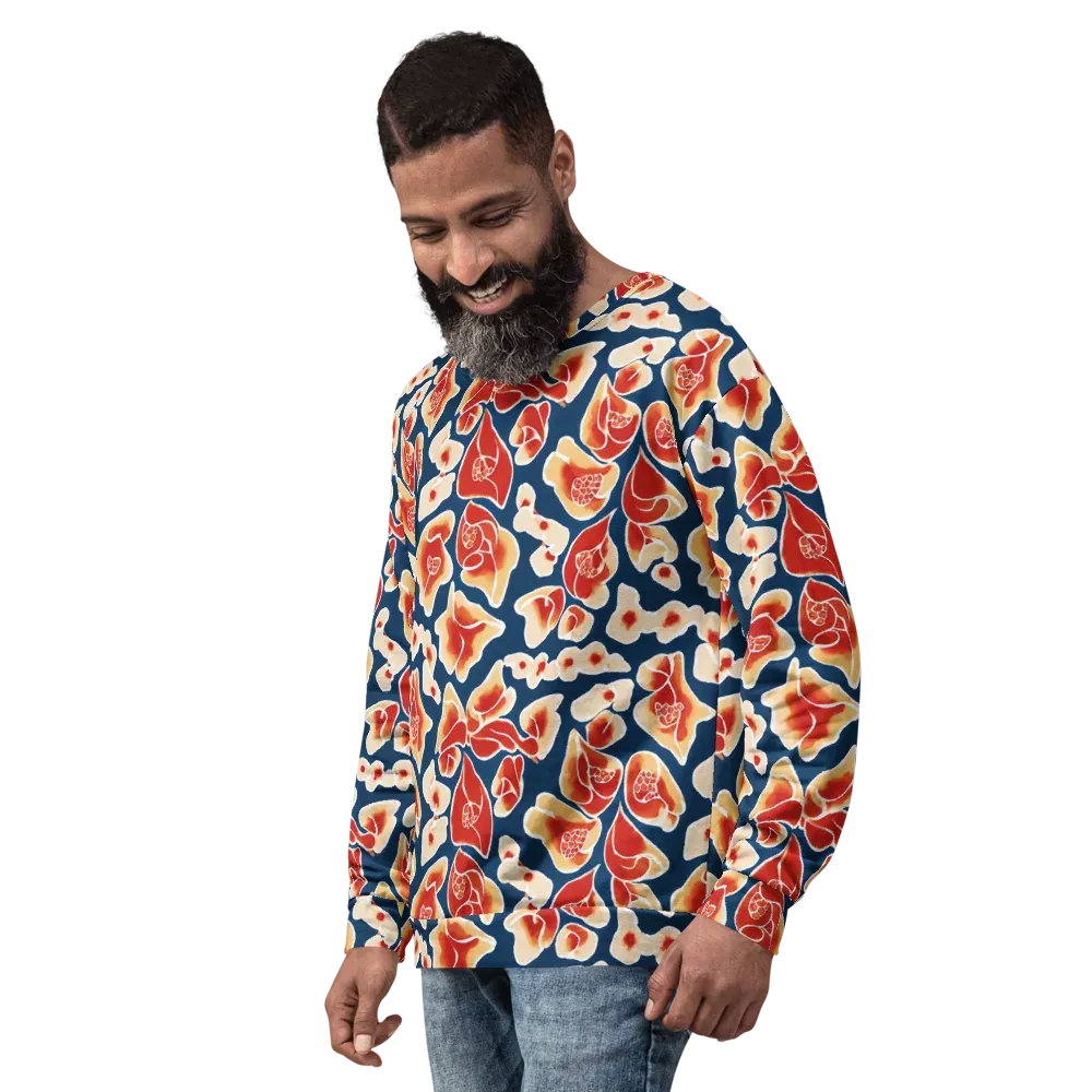 Navy Bloom on Sweatshirt — Left Front