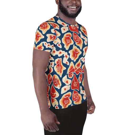 Navy Bloom on a Men's Athletic T-Shirt
