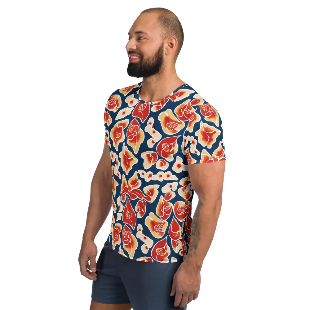 Navy Bloom on Men's Athletic T-Shirt — Left