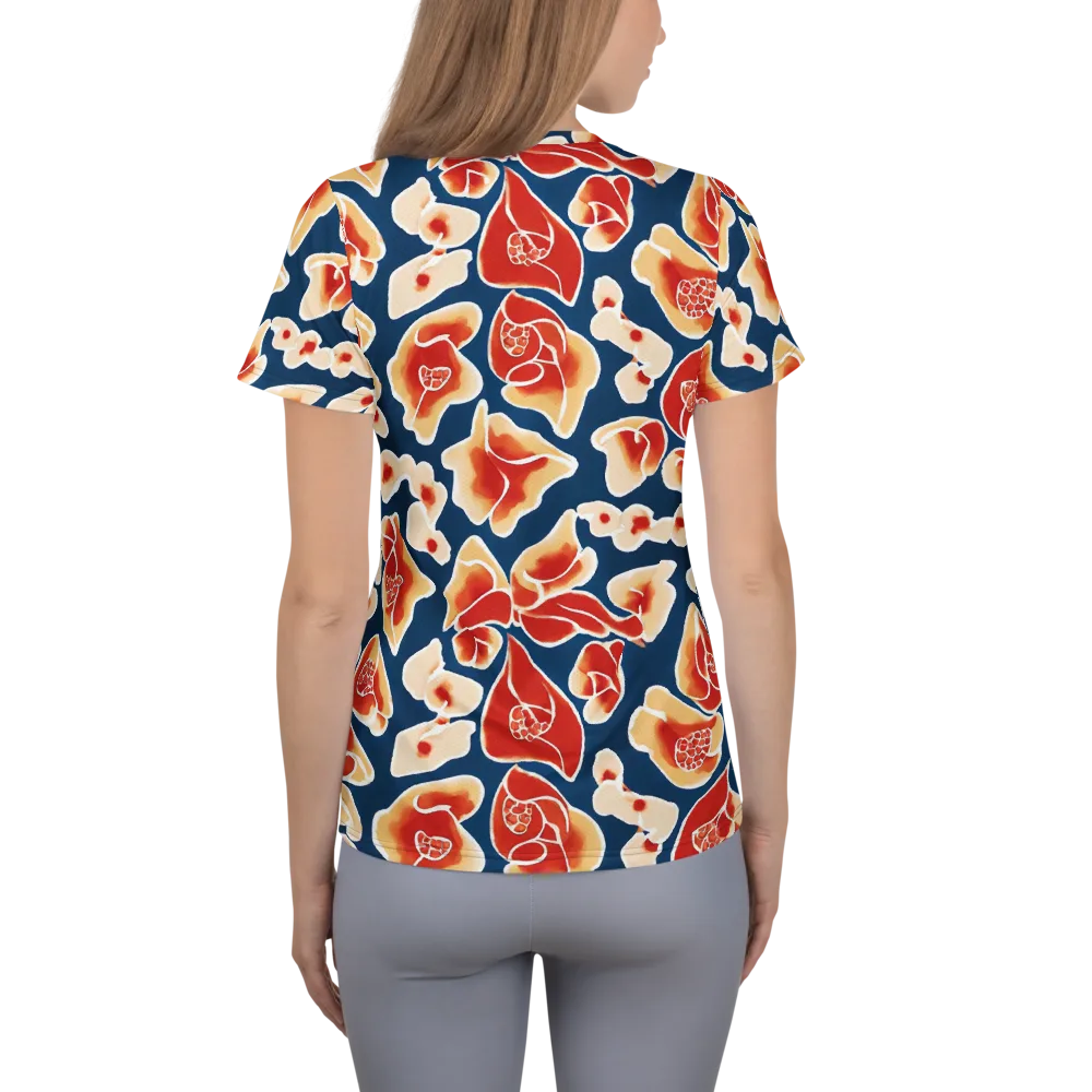 Navy Bloom on Women's Athletic T-Shirt — Back