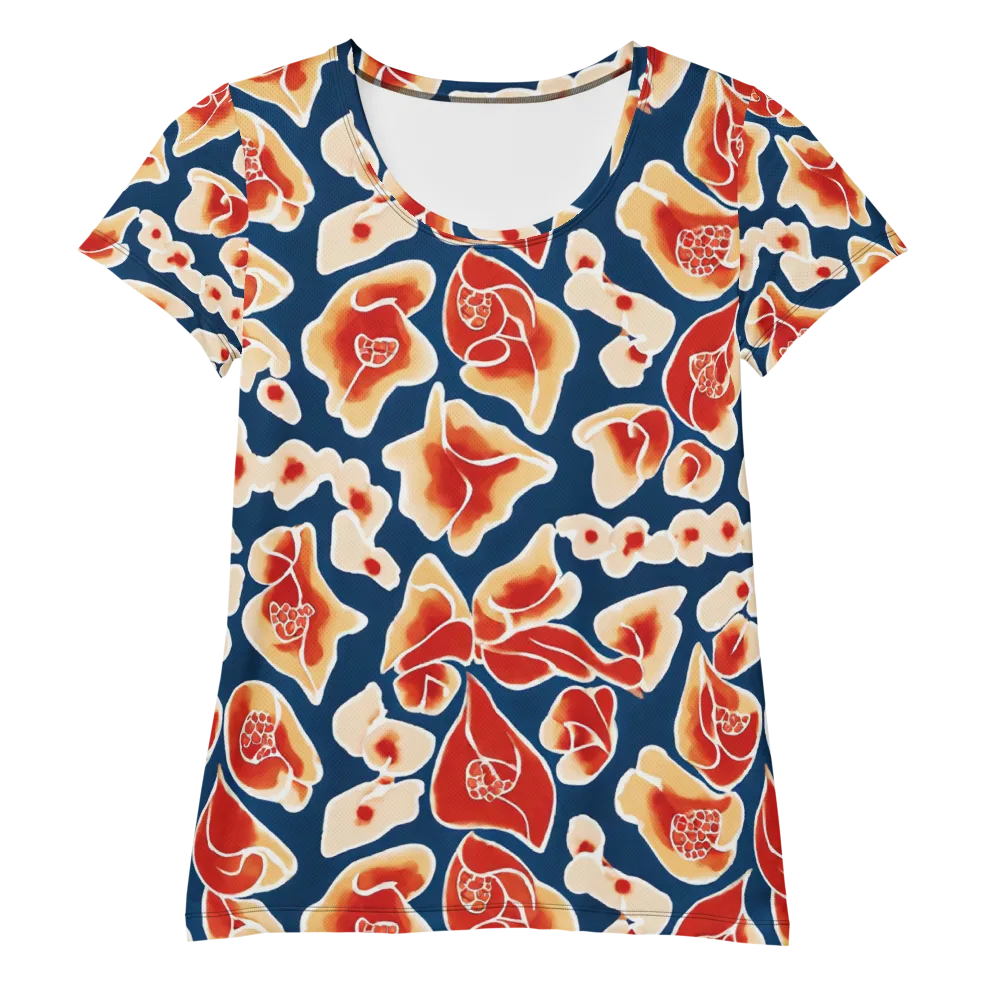 Navy Bloom on Women's Athletic T-Shirt — Front