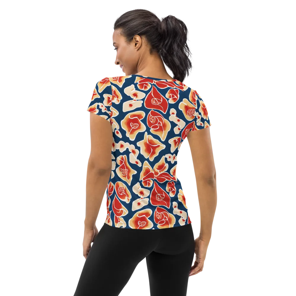 Navy Bloom on Women's Athletic T-Shirt — Back