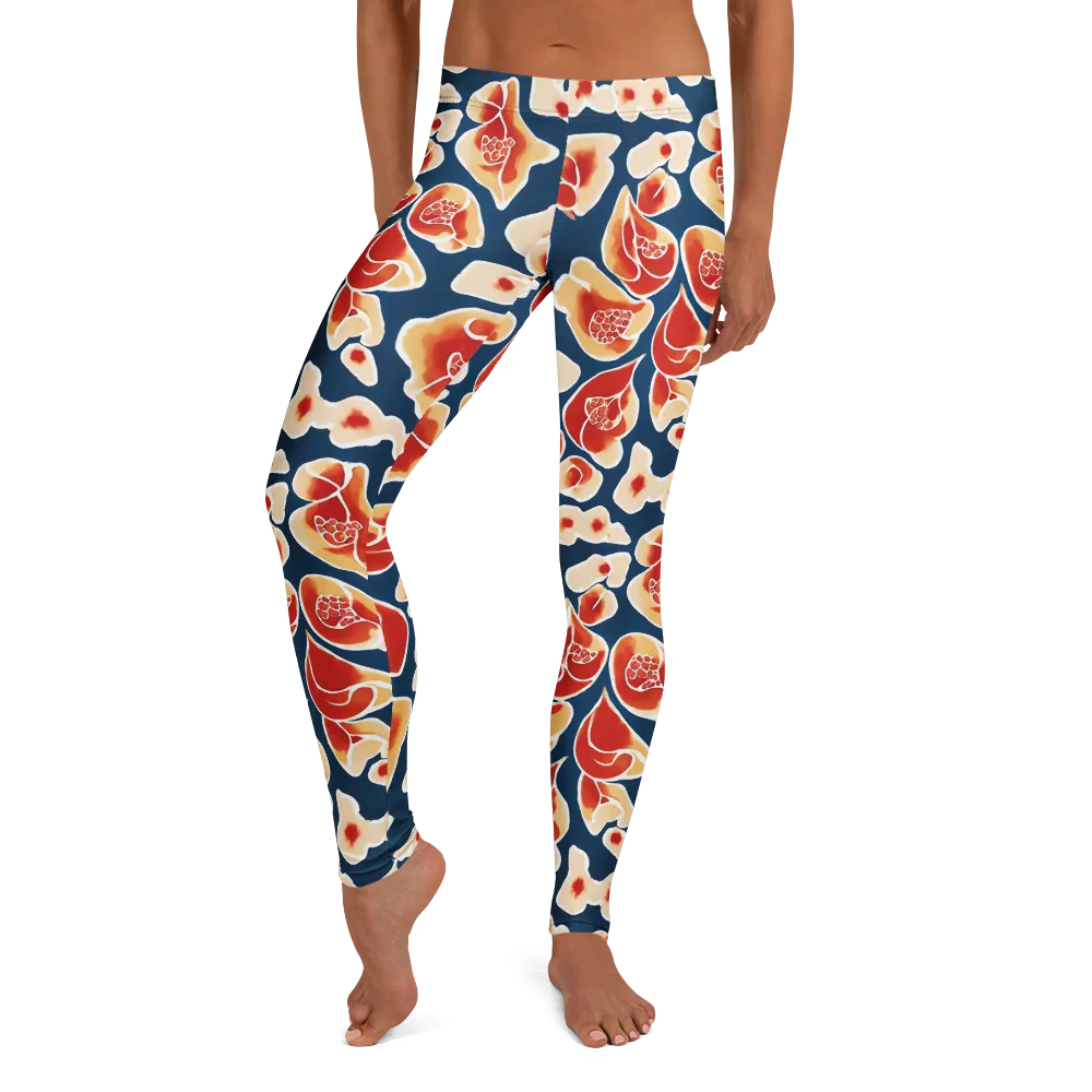 Navy Bloom on Leggings — Front