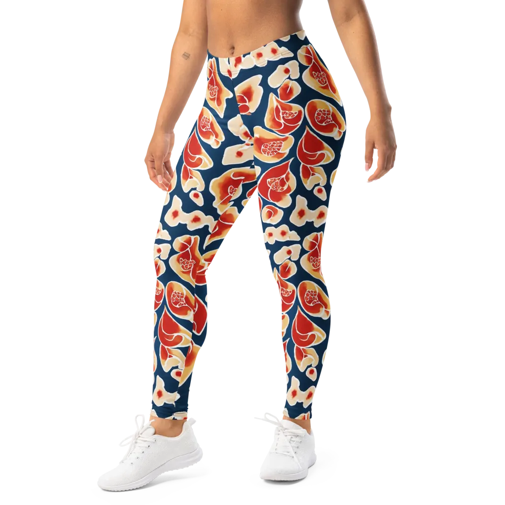 Navy Bloom on Leggings — Left Front