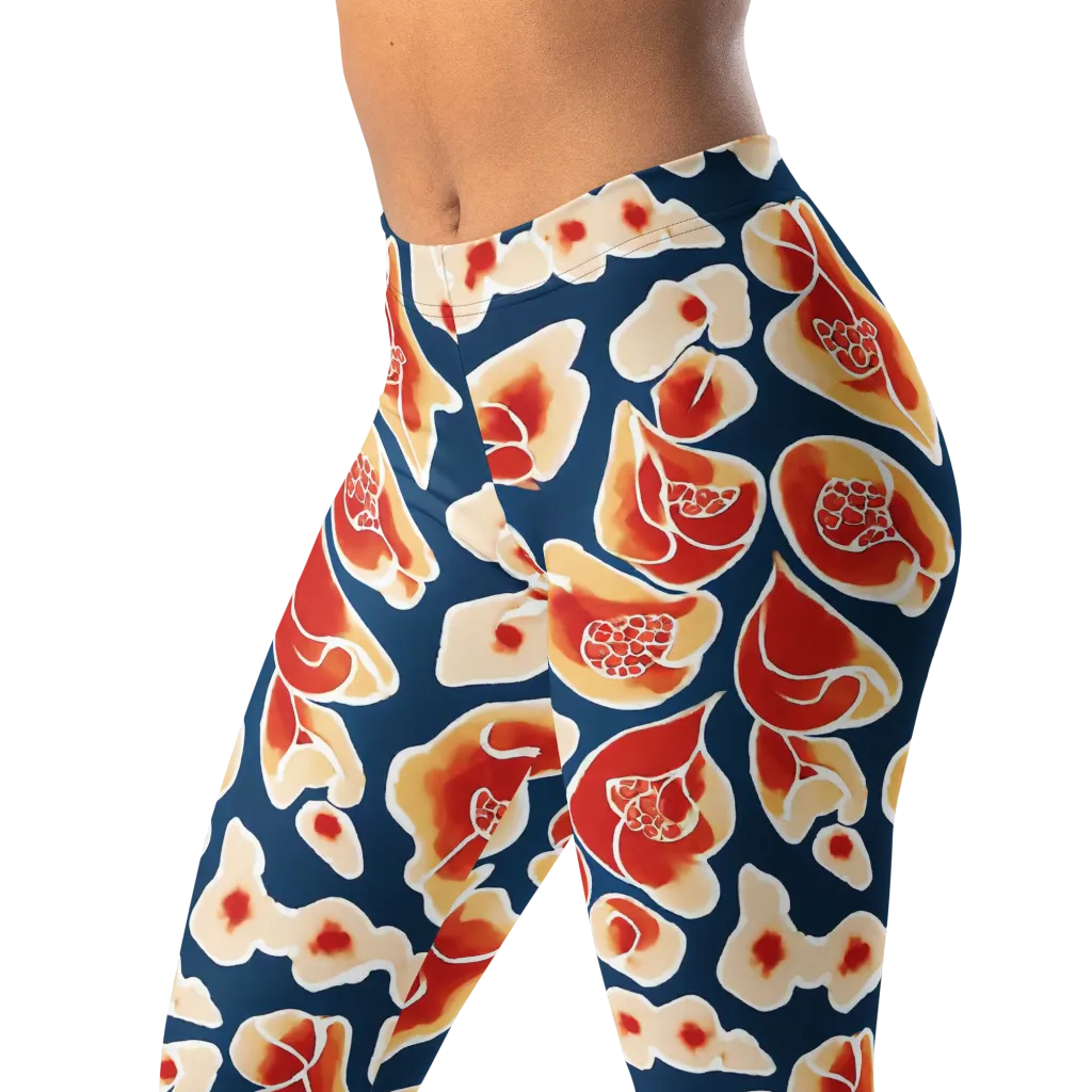 Navy Bloom on Leggings — Left Front
