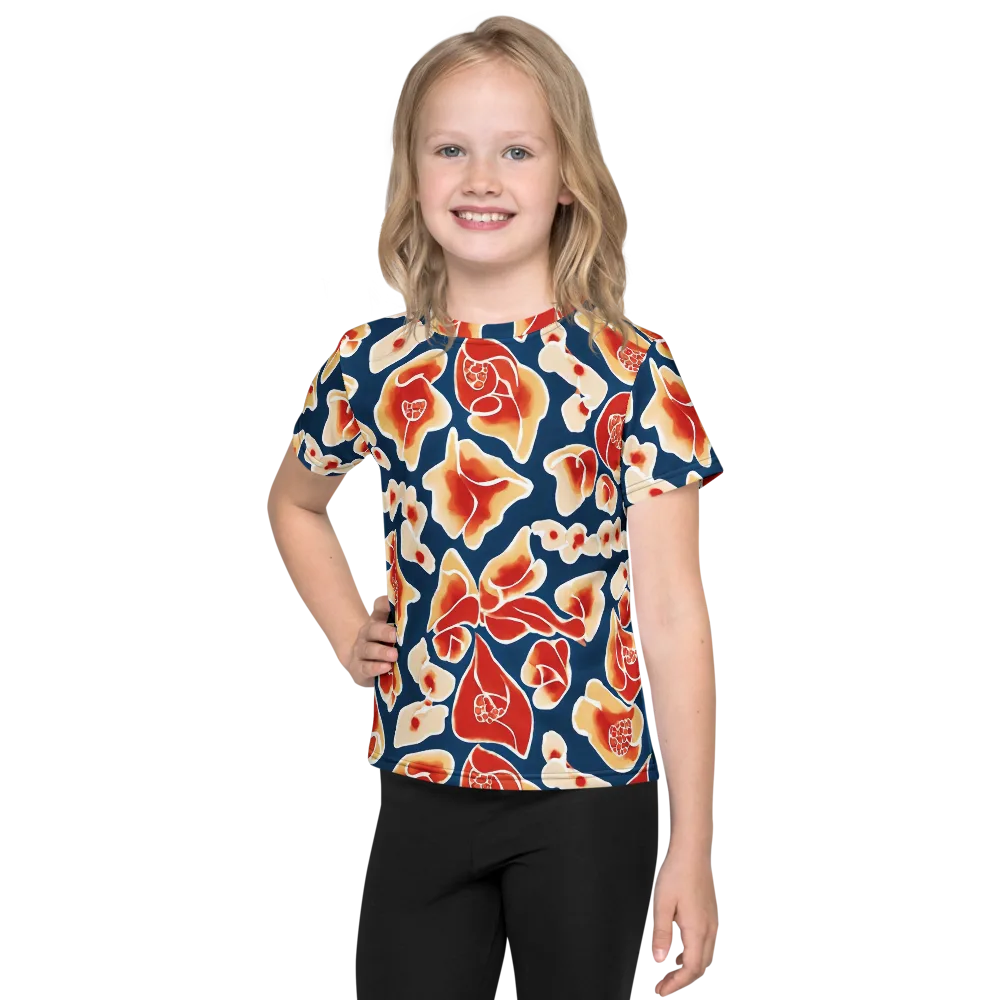 Navy Bloom on Kids Crew Neck T-Shirt — Front