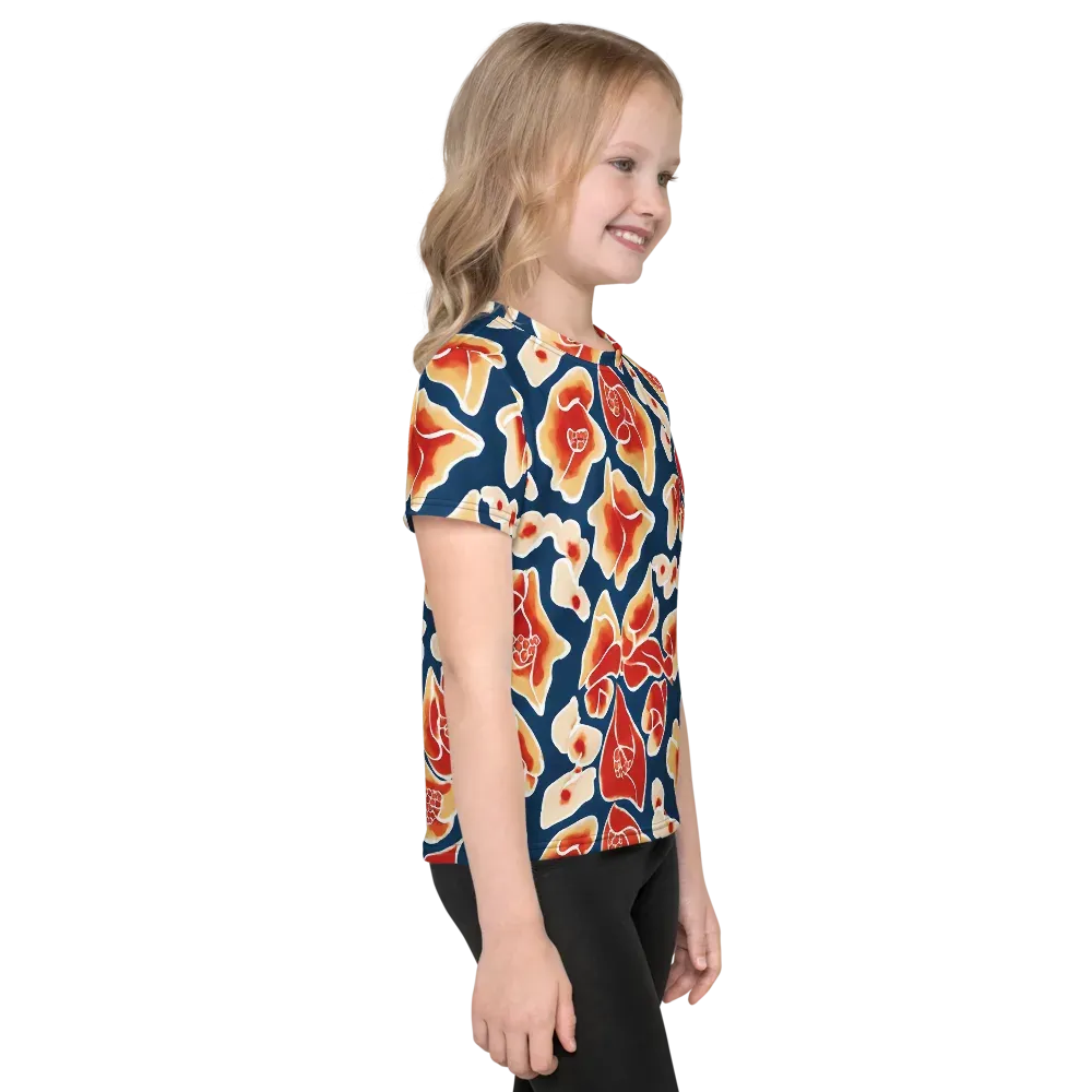 Navy Bloom on Kids Crew Neck T-Shirt — Right