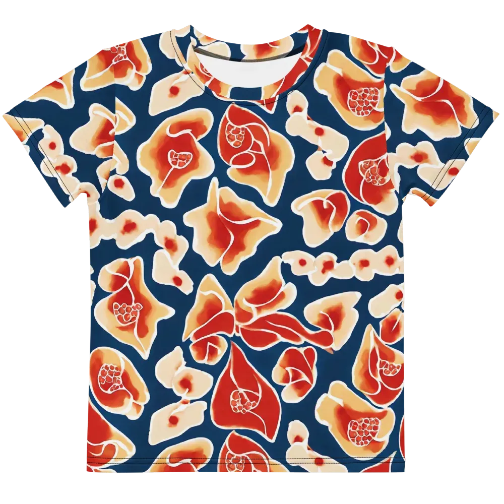Navy Bloom on Kids Crew Neck T-Shirt — Front