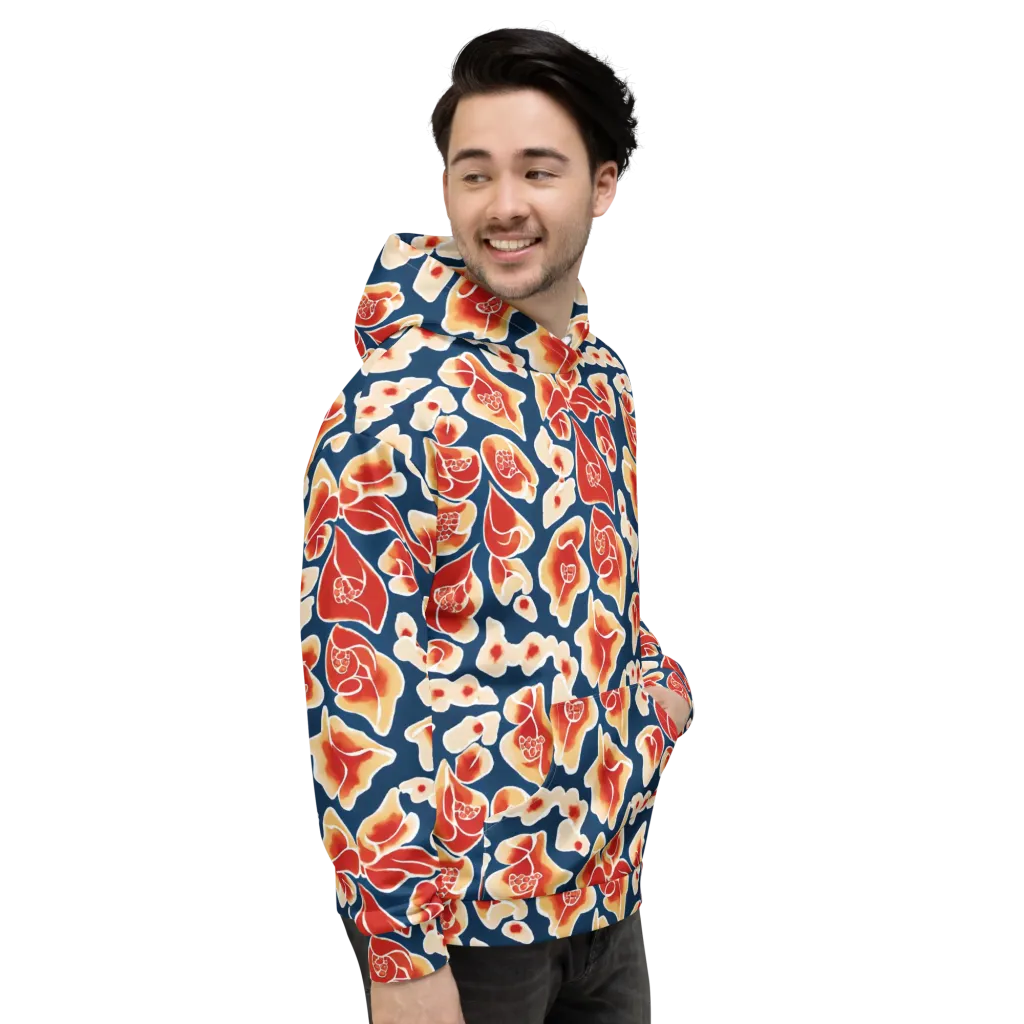 Navy Bloom on Hoodie — Right