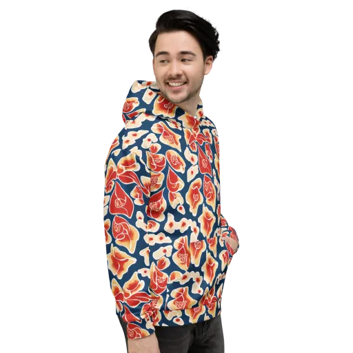 Navy Bloom on a Hoodie