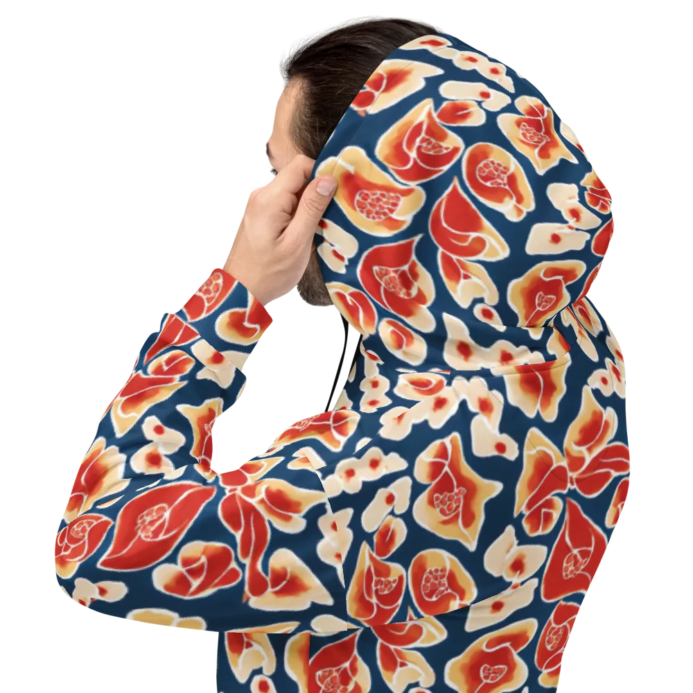 Navy Bloom on Hoodie — Back