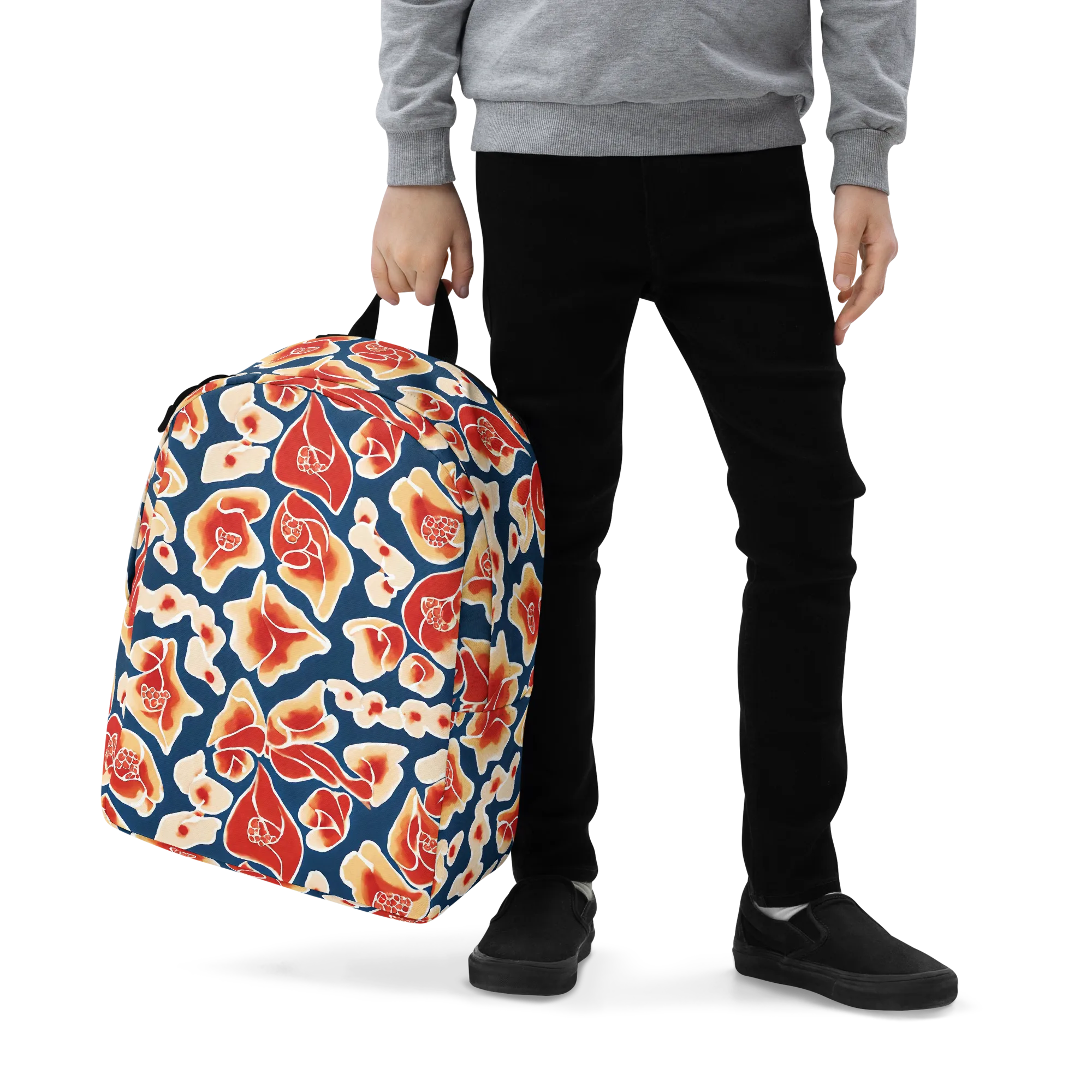 Navy Bloom on Minimalist Backpack — Zoomed-in