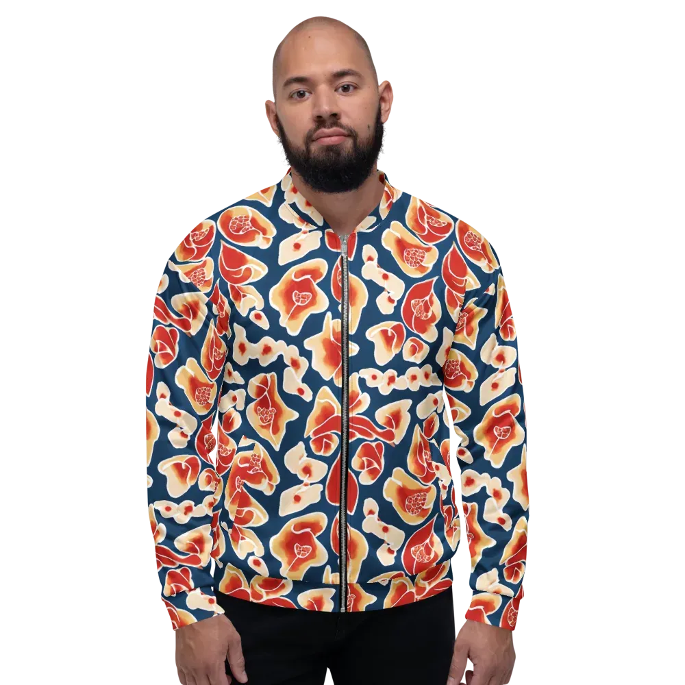 Navy Bloom on Bomber Jacket — Front