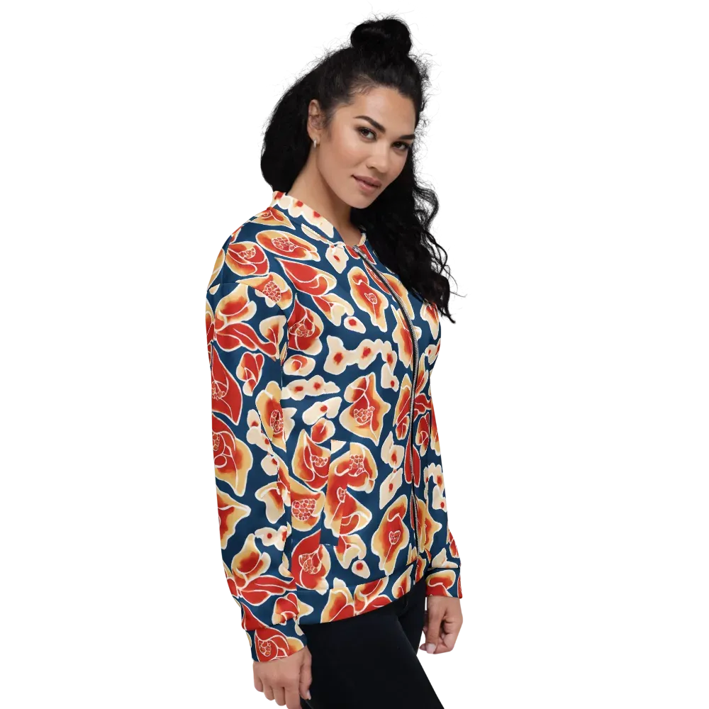 Navy Bloom on Bomber Jacket — Right
