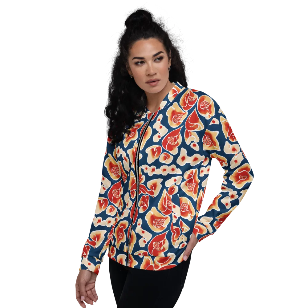 Navy Bloom on Bomber Jacket — Left