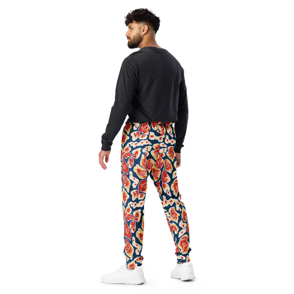 Navy Bloom on Men's Joggers — Back