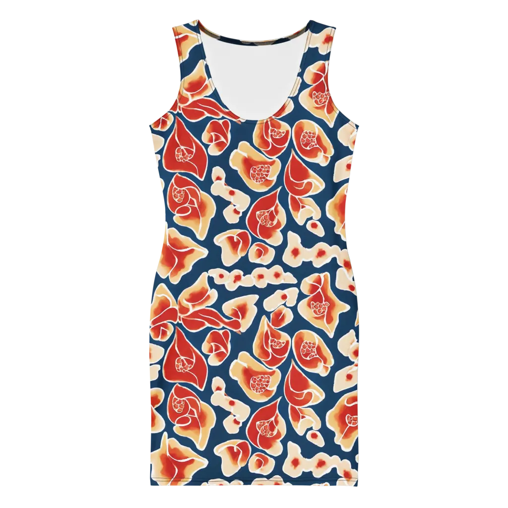 Navy Bloom on Bodycon Dress — Front
