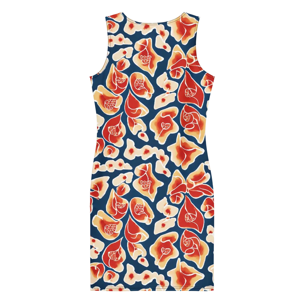 Navy Bloom on Bodycon Dress — Back
