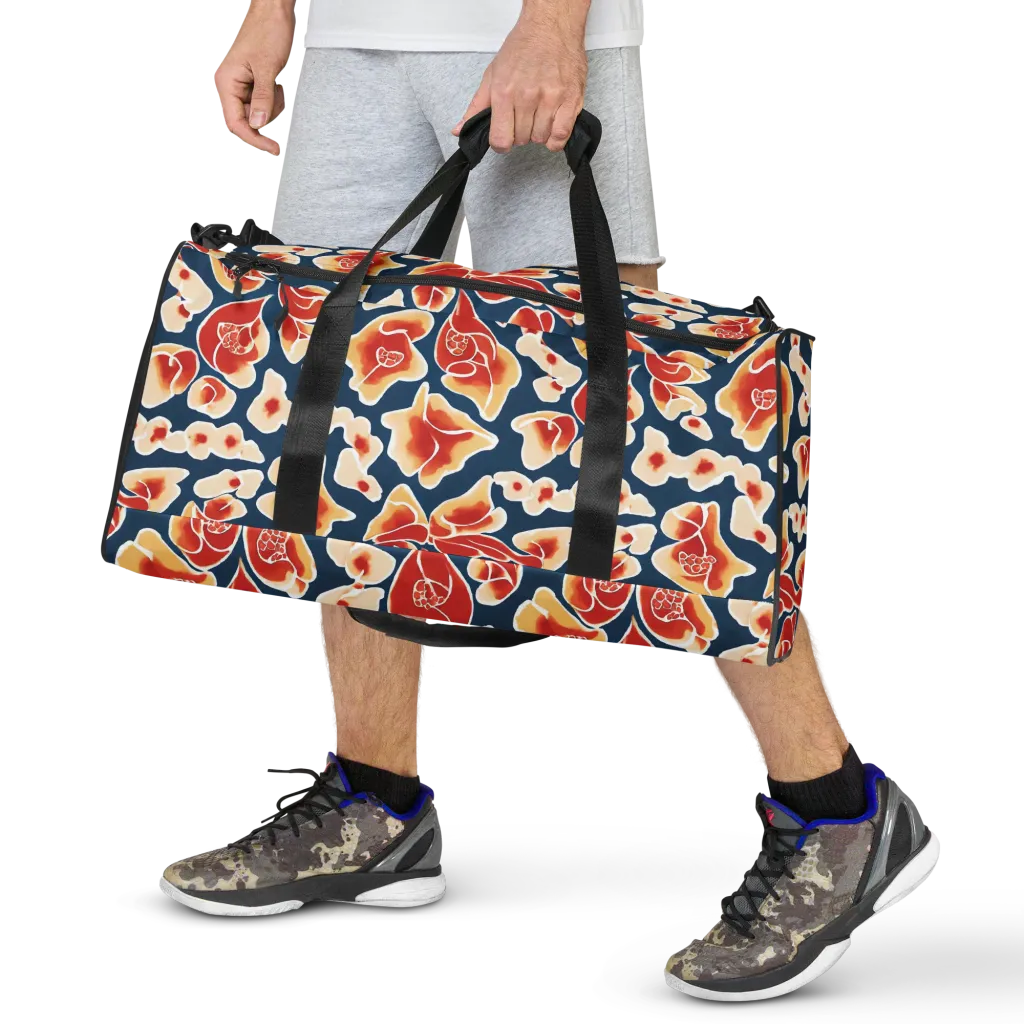 Navy Bloom on Duffle Bag — Front